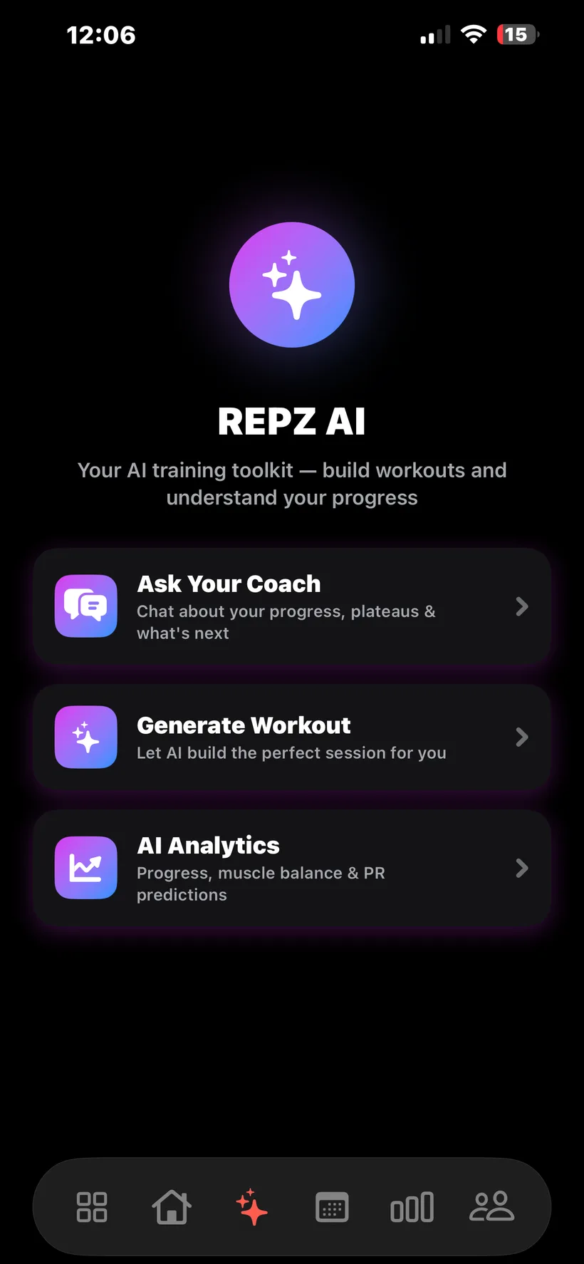 AI workout generator in REPZ
